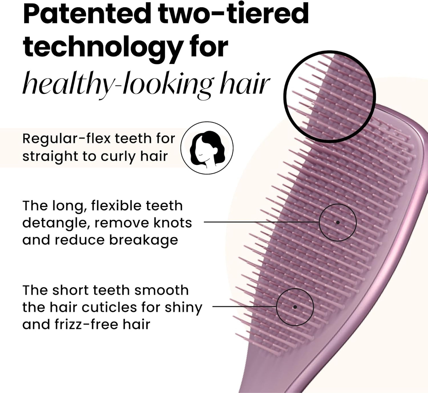 2025 Ultimate Detangler Chrome Hairbrush | for Wet & Dry Hair | Detangles All Hair Types | Reduces Breakage, Eliminates Knots | Two-Tiered Teeth & Comfortable Handle | Mauve Copper