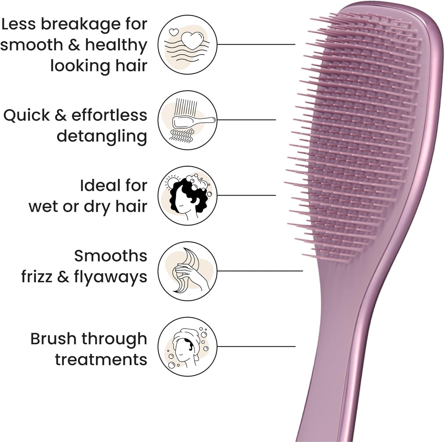 2025 Ultimate Detangler Chrome Hairbrush | for Wet & Dry Hair | Detangles All Hair Types | Reduces Breakage, Eliminates Knots | Two-Tiered Teeth & Comfortable Handle | Mauve Copper