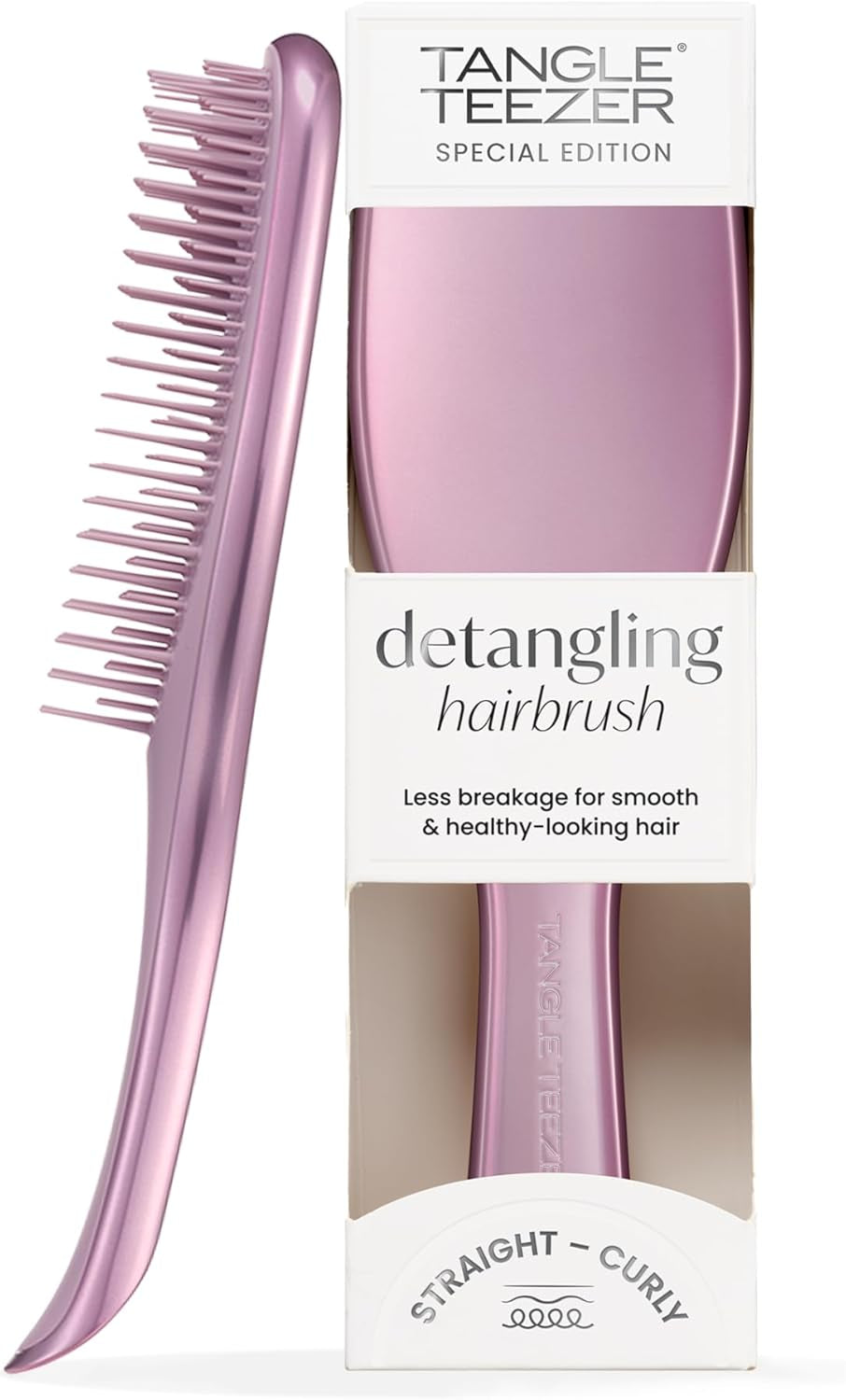 2025 Ultimate Detangler Chrome Hairbrush | for Wet & Dry Hair | Detangles All Hair Types | Reduces Breakage, Eliminates Knots | Two-Tiered Teeth & Comfortable Handle | Mauve Copper