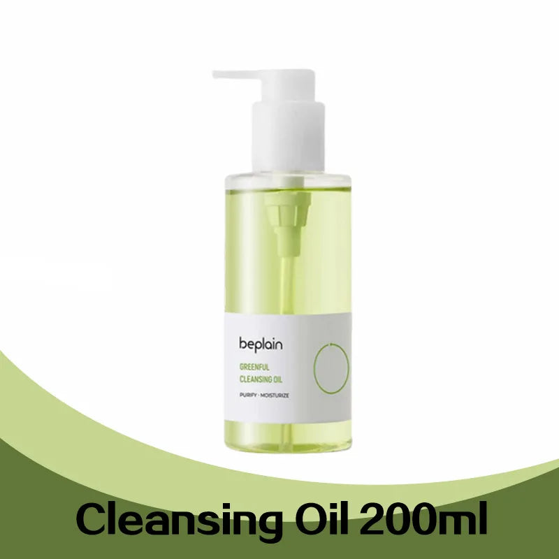 2026 Brand New Beplain Green Bean Sensitive Skin Gentle Facial Cleanser+Mud Mask+Makeup Removal Oil Care Set