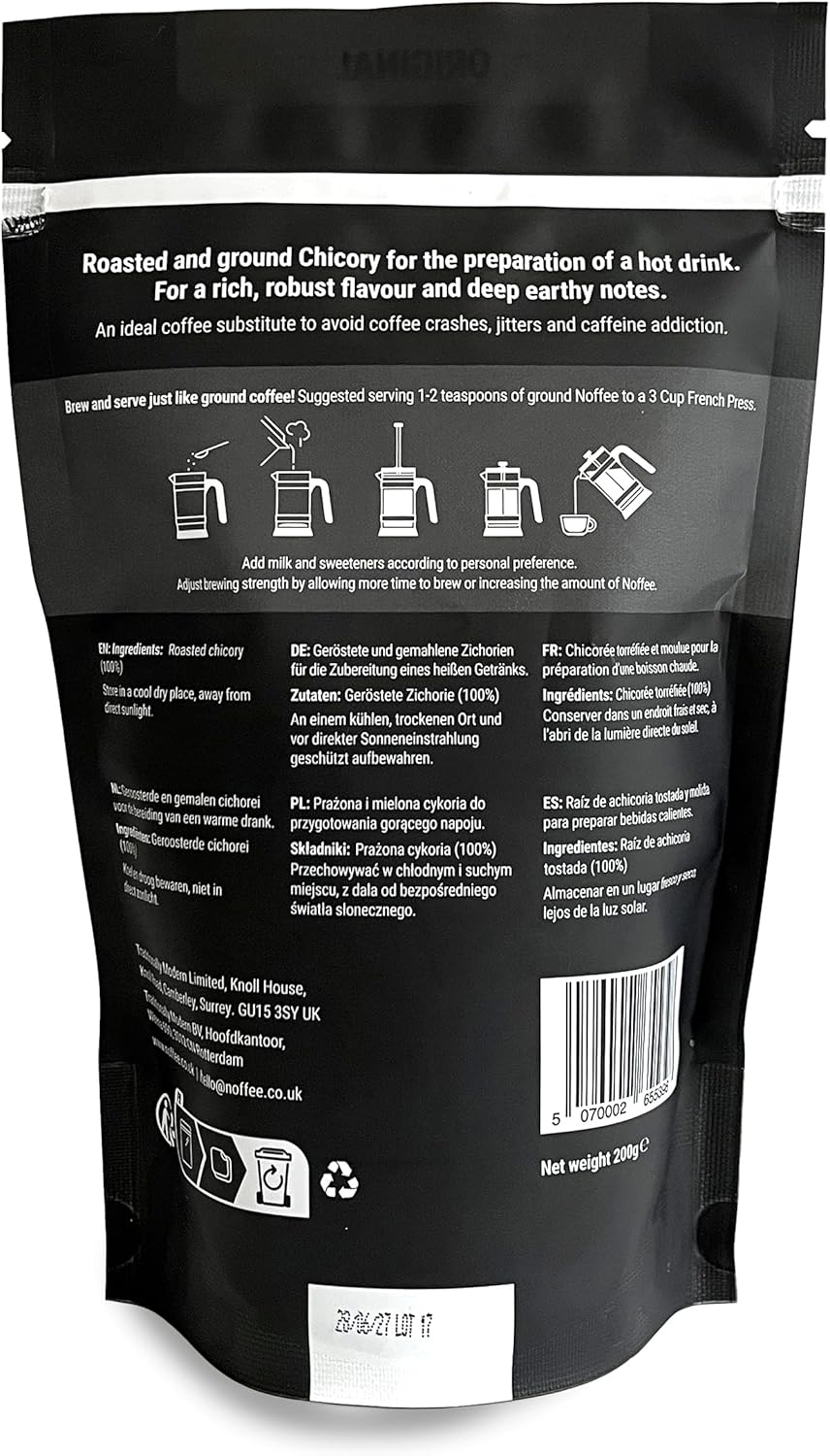 2026 Chicory Coffee Alternative 200G – Caffeine Free Coffee Substitute - Gluten Free, Vegan Chicory Root Drink – Medium to Dark Blend Ground for Versatile Brewing
