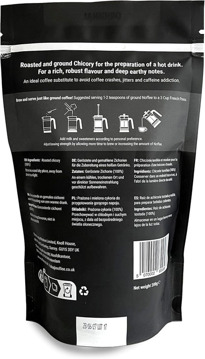 2026 Chicory Coffee Alternative 200G – Caffeine Free Coffee Substitute - Gluten Free, Vegan Chicory Root Drink – Medium to Dark Blend Ground for Versatile Brewing