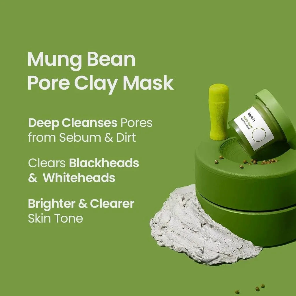 2026 Brand New Beplain Green Bean Sensitive Skin Gentle Facial Cleanser+Mud Mask+Makeup Removal Oil Care Set