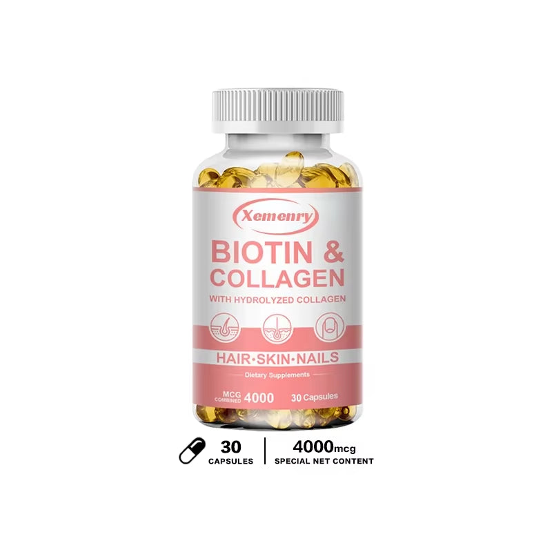 2026 Biotin and Collagen Supplement, Vegan Capsules Non-Gmo, Gluten-Free