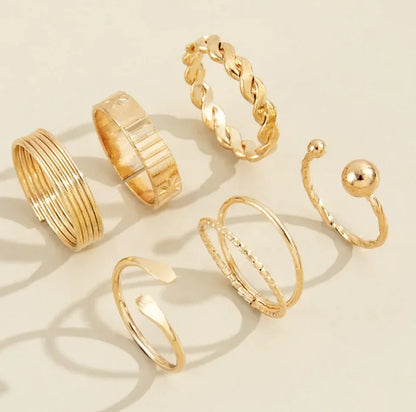 "Delysia King 6-Piece Set of Elegant and Unique Metal Winding Fashion Rings"