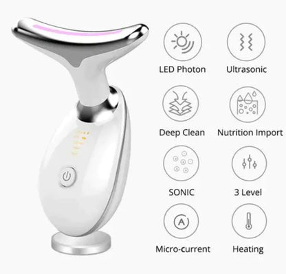 "Wavy Chic Beauty: 7 Color Facial Massager for Youthful Skin, Neck Firming, and Jawline Contouring - The Ultimate Anti-Aging Device for Daily Beauty"