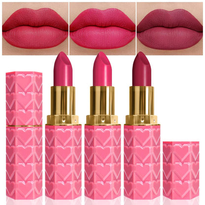 3Pcs Matte Velvet Lipstick Set Orange Ruby Red Wine Red Deep Red Long Lasting Waterproof Non-Stick Cup Non-Drying 24 Hours Women Matte Lip Stick Lip Stain Makeup Gift Sets Vegan - Dark Red