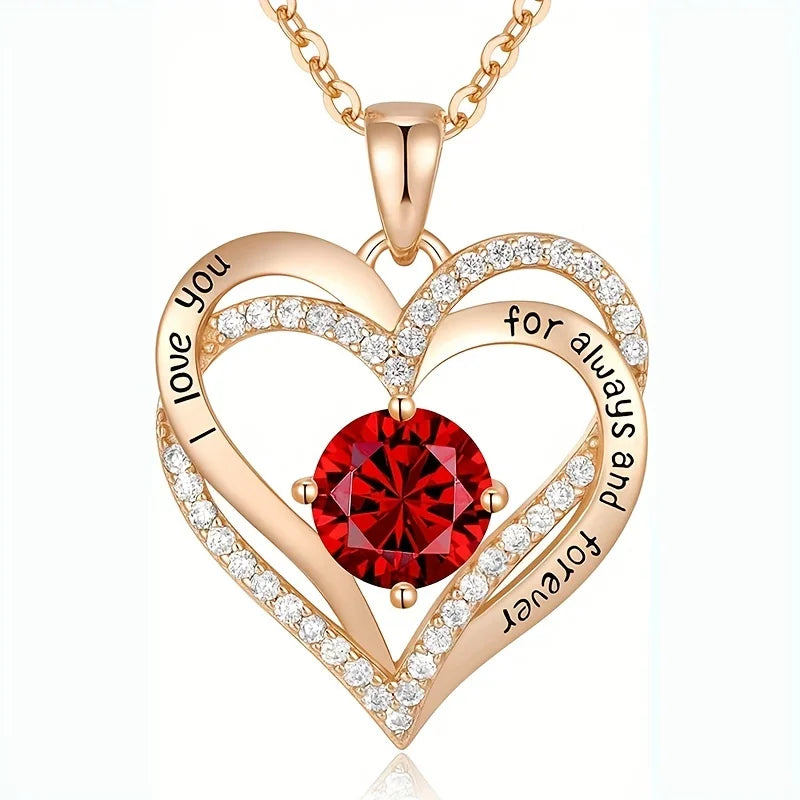 "Exquisite Red Zircon Pendant Necklace in a Stunning Rose Flower Gift Box - Perfect Gift for Your Beloved Girlfriend, Women, and Special Someone - Trendy Wedding Jewelry for 2023"