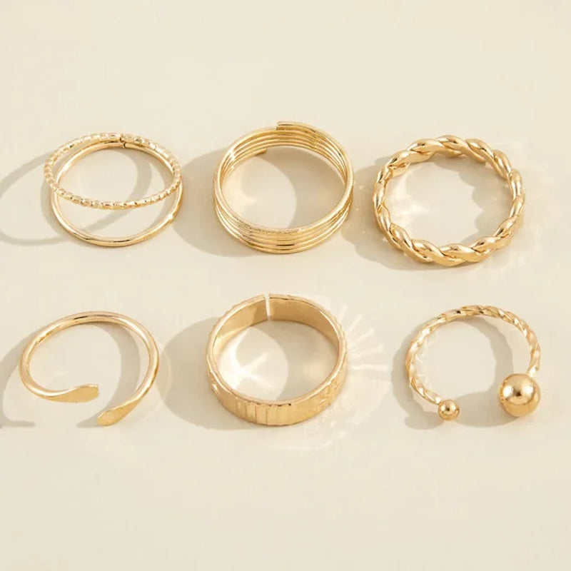 "Delysia King 6-Piece Set of Elegant and Unique Metal Winding Fashion Rings"