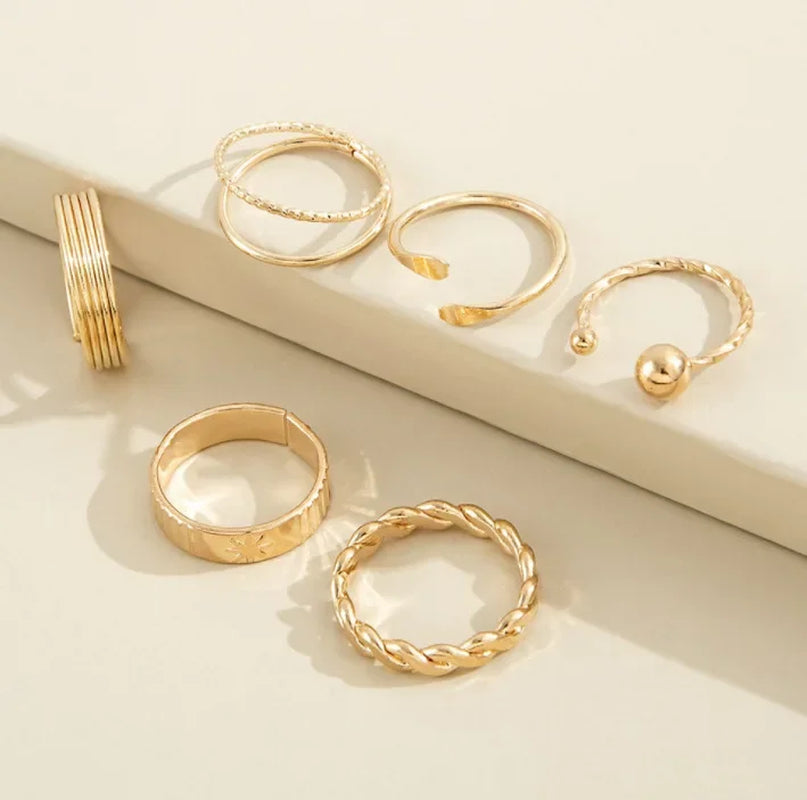 "Delysia King 6-Piece Set of Elegant and Unique Metal Winding Fashion Rings"