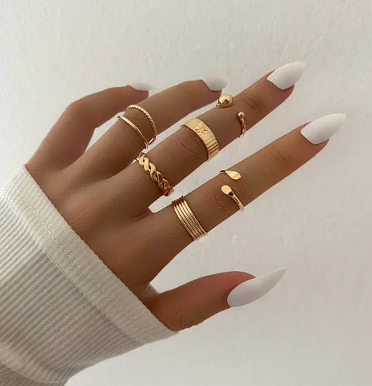 "Delysia King 6-Piece Set of Elegant and Unique Metal Winding Fashion Rings"
