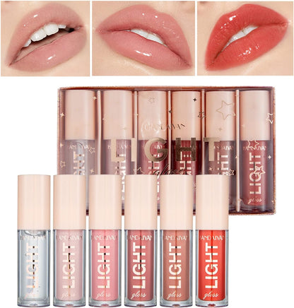 6Pcs Liquid Lipstick Makeup Set Kit, Long Lasting Waterproof Hydrating Glitter Lip Gloss Lip Glaze Set, Pigmented Lip Makeup Gift Sets for Girls and Women